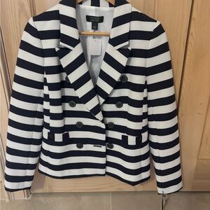 Halogen British Navy and White Striped Blazer 6R